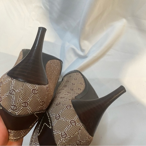 Etienne Aigner Peep Toe Brown Heels Pumps Size 6.5 - Picture 7 of 13